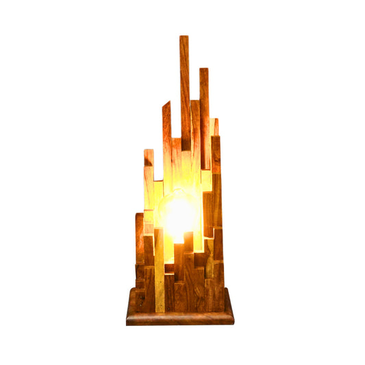 Bold Wooden Cascade Lamp with Artistic Design