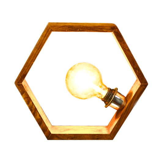 HexaGlow Wooden Handcrafted Table Lamp