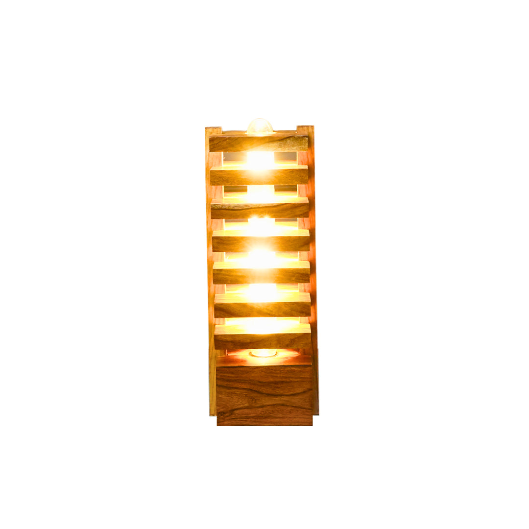 Bright Wooden Slatted Lamp with Contemporary Flair