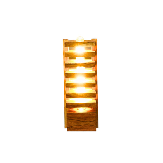 Bright Wooden Slatted Lamp with Contemporary Flair